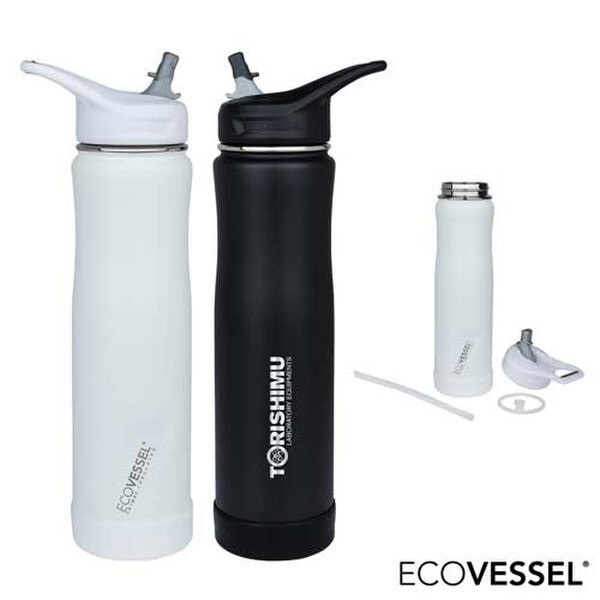 EcoVessel 24oz Summit Insulated Stainless Steel Water Bottle with Straw Top - Silver