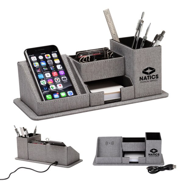 Custom MagClick® Fast Wireless Charging Desk Organizer