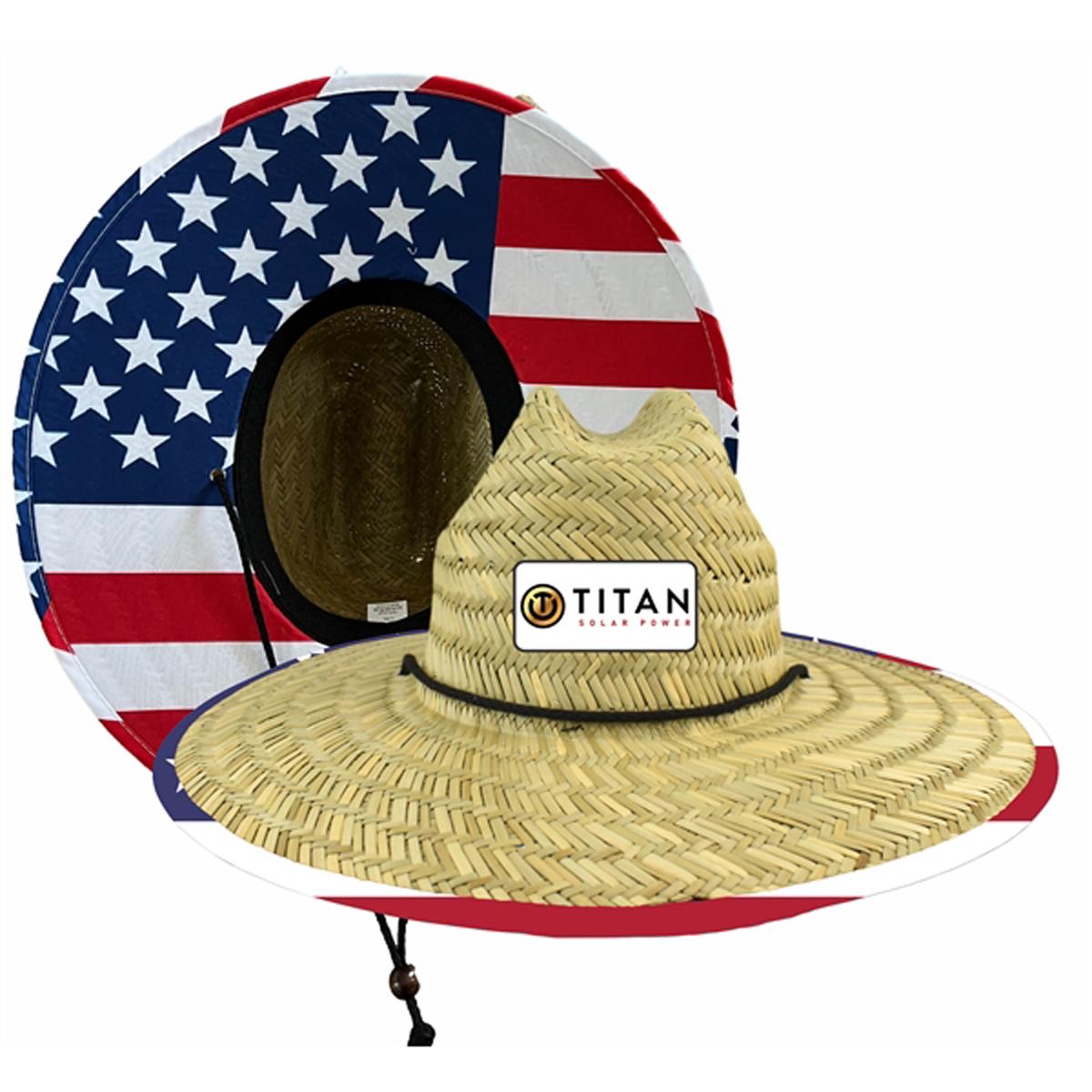 Lifeguard Hat Under Brim Straw Hat American Flag Custom Printed